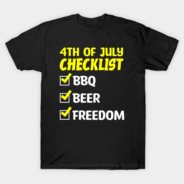 4th of July Celebration Essentials: BBQ, Beer, and Freedom T-Shirt by PositiveMindTee